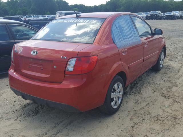 KNADH4A39A6646241 - 2010 KIA RIO LX ORANGE photo 4