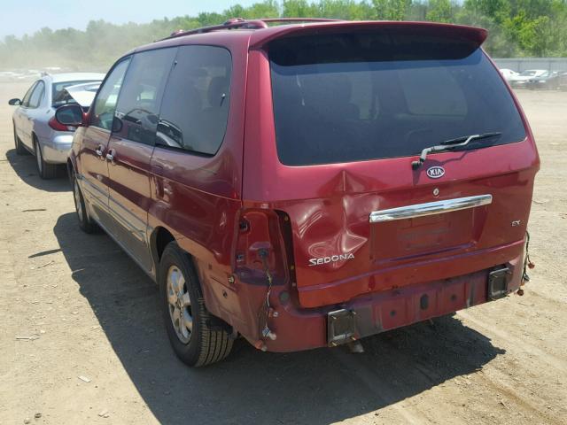 KNDUP131346597932 - 2004 KIA SEDONA EX RED photo 3