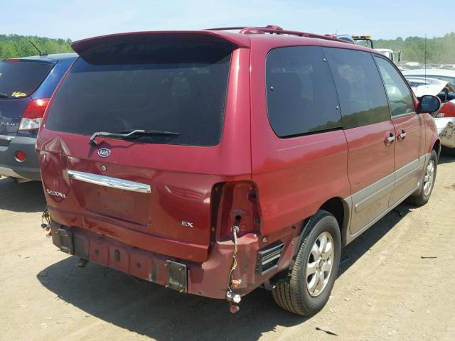 KNDUP131346597932 - 2004 KIA SEDONA EX RED photo 4