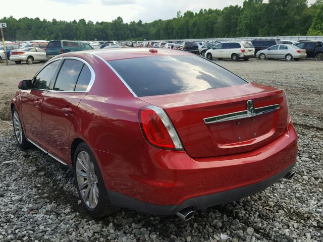 1LNHL9DR4BG612909 - 2011 LINCOLN MKS RED photo 3
