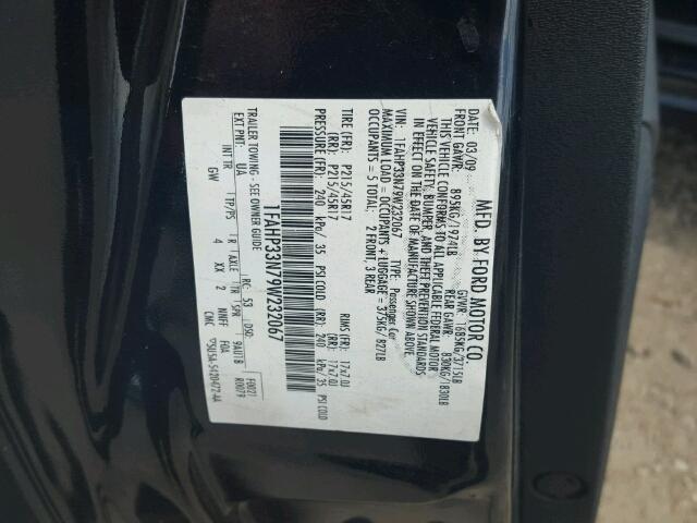 1FAHP33N79W232067 - 2009 FORD FOCUS SES BLACK photo 10