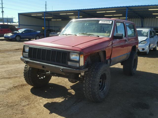 1J4FJ27L8LL210393 - 1990 JEEP CHEROKEE RED photo 2