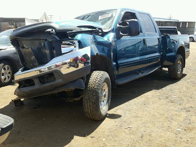 3FTNW21F81MA57872 - 2001 FORD F250 BLUE photo 2