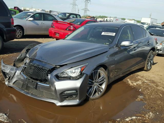 JN1AV7AR0EM702611 - 2014 INFINITI Q50 HYBRID GRAY photo 2