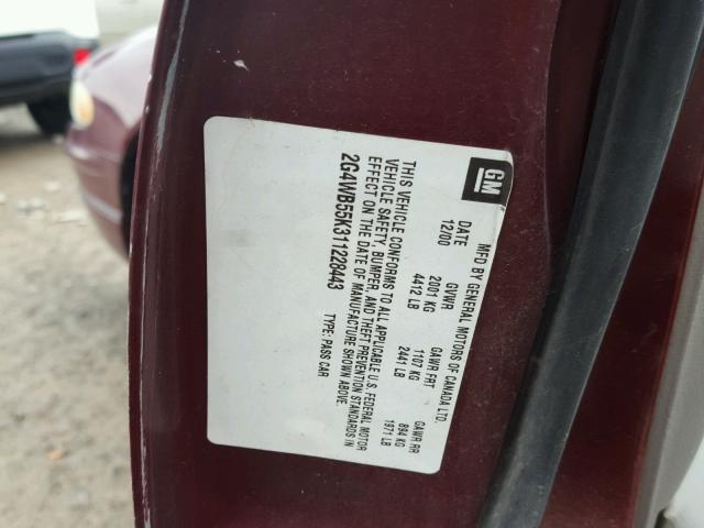 2G4WB55K311228443 - 2001 BUICK REGAL LS 勃艮第红 照片 10