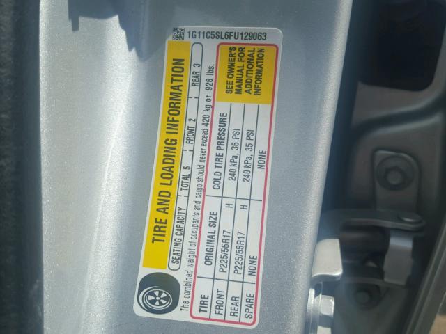 1G11C5SL6FU129063 - 2015 CHEVROLET MALIBU 1LT 银色 照片 10