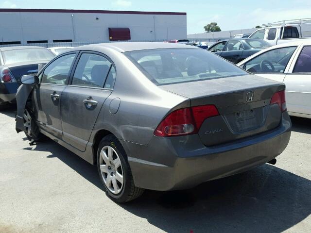 2HGFA16598H318434 - 2008 HONDA CIVIC LX GRAY photo 3