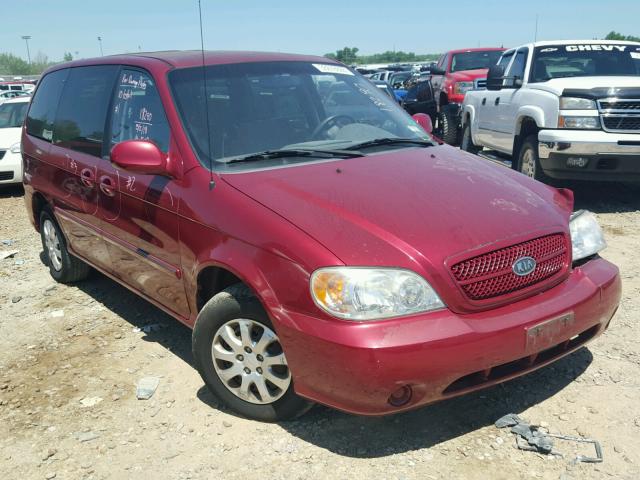 KNDUP132556719734 - 2005 KIA SEDONA EX BURGUNDY photo 1