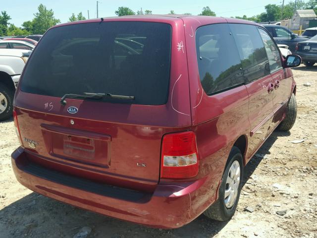 KNDUP132556719734 - 2005 KIA SEDONA EX BURGUNDY photo 4