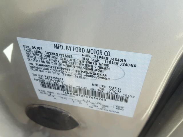 1LNHM87A55Y659264 - 2005 LINCOLN LS SILVER photo 10