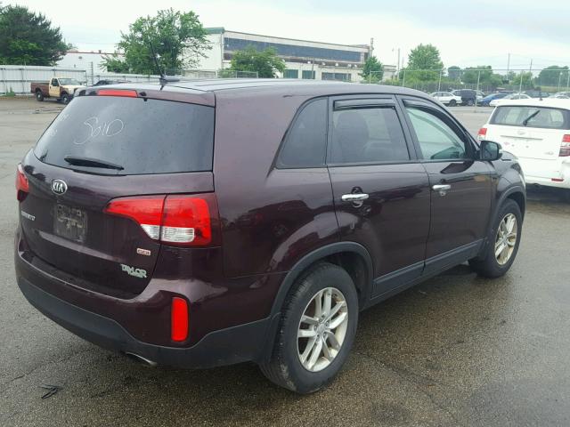 5XYKT3A69FG646029 - 2015 KIA SORENTO LX MAROON photo 4