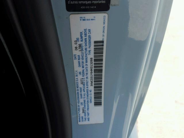 3VWCD31Y64M313268 - 2004 VOLKSWAGEN NEW BEETLE 蓝色 照片 10