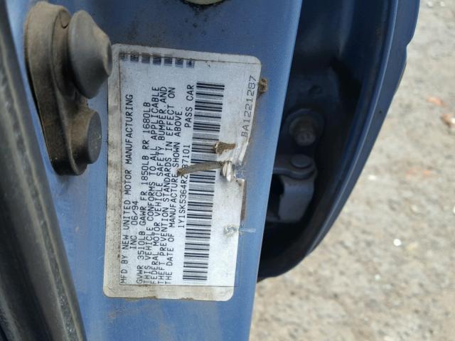 1Y1SK5364RZ087101 - 1994 GEO PRIZM BASE ლურჯი ფოტო 10