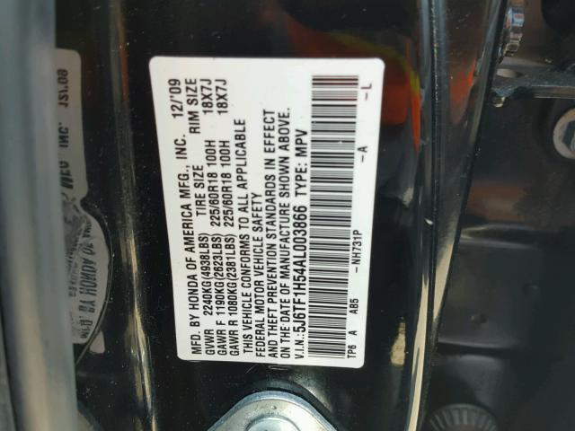 5J6TF1H54AL003866 - 2010 HONDA ACCORD CRO BLACK photo 10