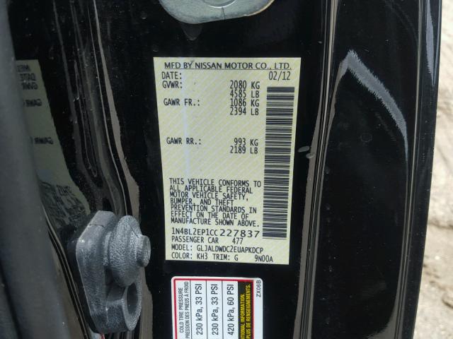 1N4BL2EP1CC227837 - 2012 NISSAN ALTIMA SR BLACK photo 10