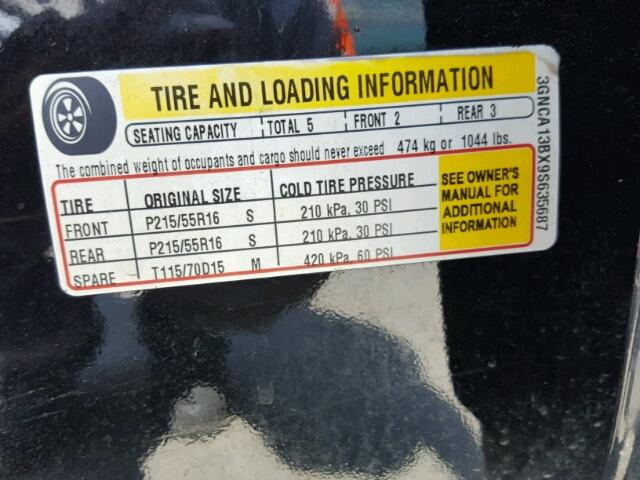 3GNCA13BX9S635687 - 2009 CHEVROLET HHR LS BLACK photo 10