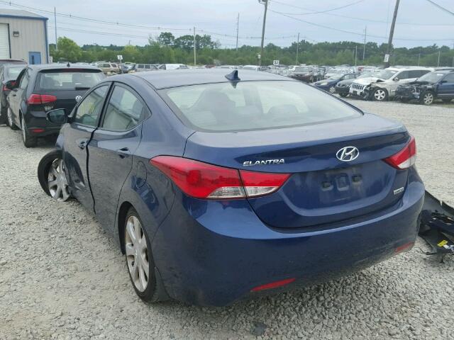 KMHDH4AE2DU698228 - 2013 HYUNDAI ELANTRA BLUE photo 3