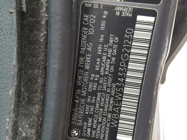 WBAEW53433PG21230 - 2003 BMW 330 XI GRAY photo 10