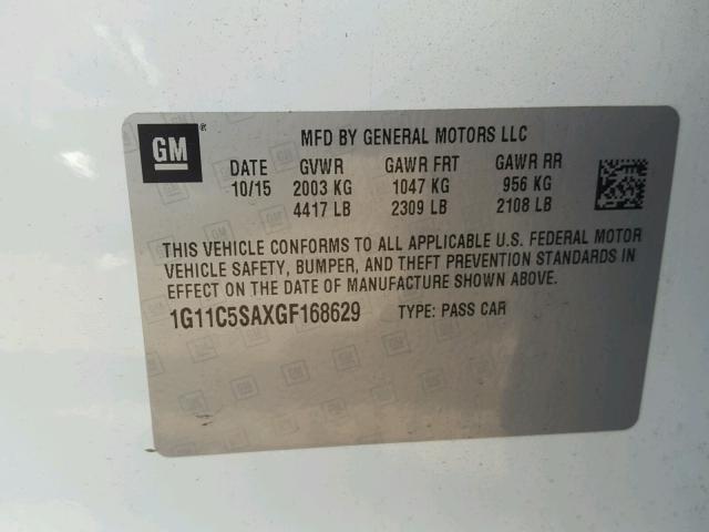 1G11C5SAXGF168629 - 2016 CHEVROLET MALIBU LIM 白色 照片 10