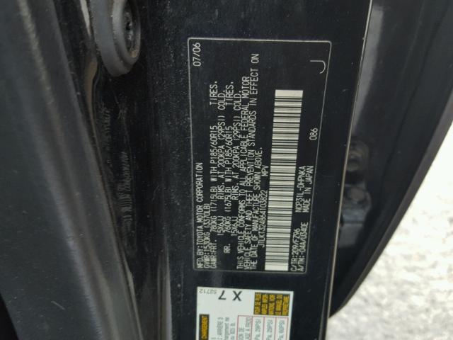 JTLKT324864103822 - 2006 TOYOTA SCION XB შავი ფოტო 10