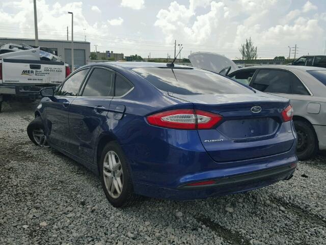 3FA6P0H79ER386017 - 2014 FORD FUSION SE BLUE photo 3