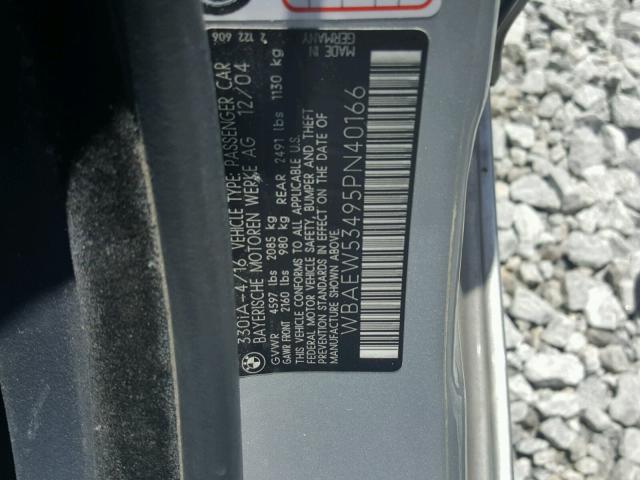 WBAEW53495PN40166 - 2005 BMW 330 XI SILVER photo 10