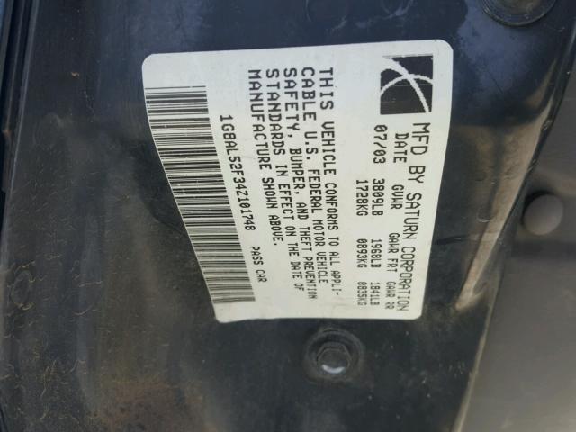1G8AL52F34Z101748 - 2004 SATURN ION LEVEL BLACK photo 10