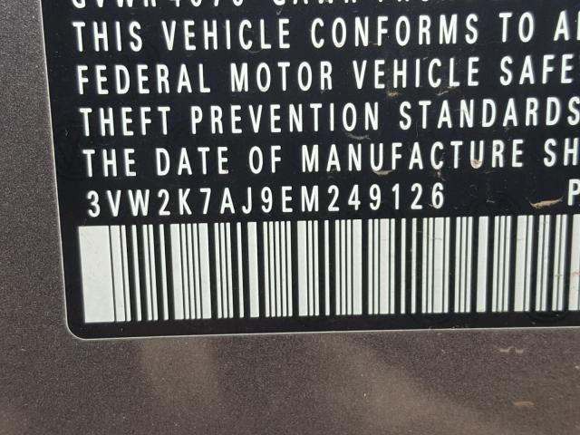 3VW2K7AJ9EM249126 - 2014 VOLKSWAGEN JETTA BASE 灰色 照片 10