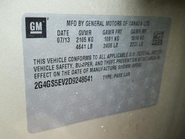 2G4GS5EV2D9248641 - 2013 BUICK REGAL PREM GOLD photo 10