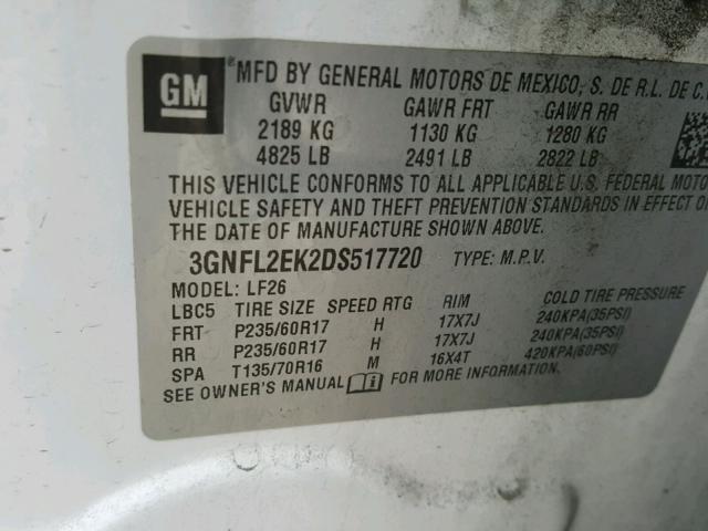 3GNFL2EK2DS517720 - 2013 CHEVROLET CAPTIVA LS 白色 照片 10