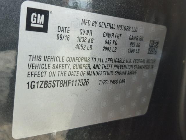 1G1ZB5ST8HF117526 - 2017 CHEVROLET MALIBU LS Grafit foto 10