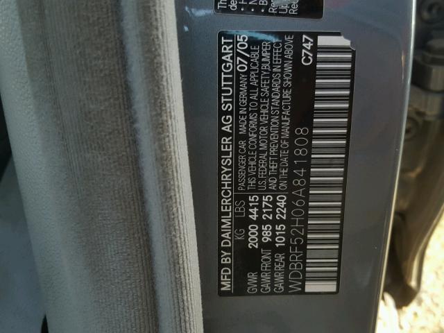 WDBRF52H06A841808 - 2006 MERCEDES-BENZ C230 GRAY photo 10