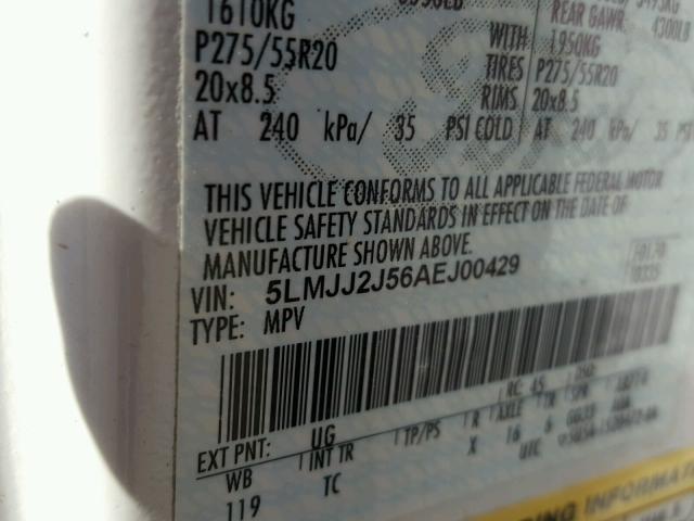 5LMJJ2J56AEJ00429 - 2010 LINCOLN NAVIGATOR WHITE photo 10