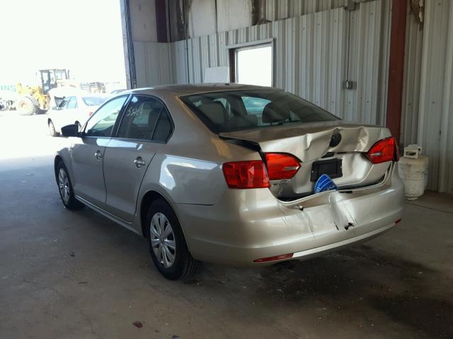 3VW2K7AJ0EM265389 - 2014 VOLKSWAGEN JETTA BASE TAN photo 3