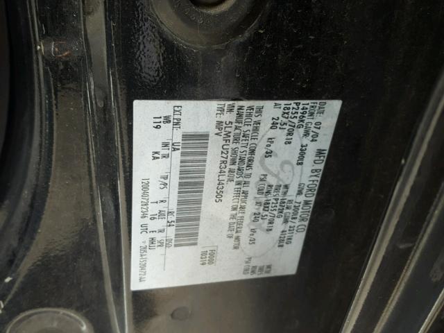 5LMFU27R34LJ43505 - 2004 LINCOLN NAVIGATOR 黑色 照片 10