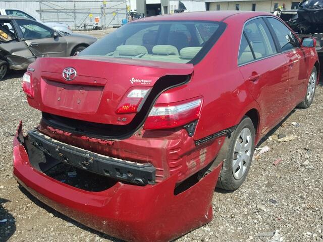 4T1BE46KX8U255667 - 2008 TOYOTA CAMRY CE RED photo 4