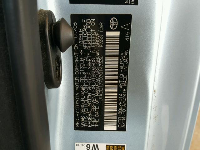 JTKDE177070147336 - 2007 TOYOTA SCION TC 蓝色 照片 10