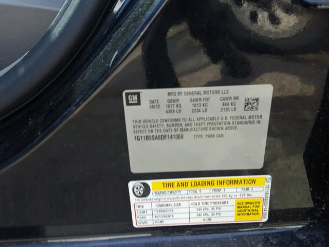 1G11B5SA8DF141069 - 2013 CHEVROLET MALIBU LS BLACK photo 10