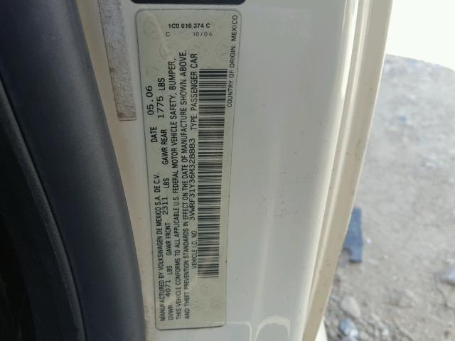 3VWRF31Y36M328883 - 2006 VOLKSWAGEN NEW BEETLE Krem foto 10