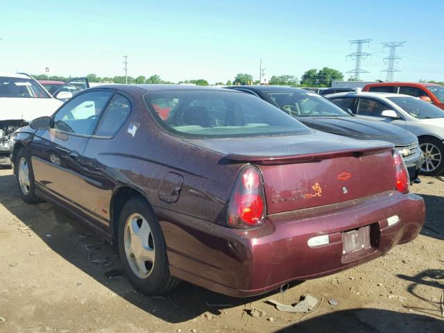 2G1WX12K249308835 - 2004 CHEVROLET MONTE CARL MAROON photo 3