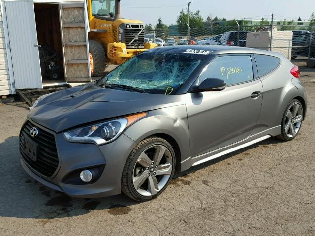 KMHTC6AE9FU244003 - 2015 HYUNDAI VELOSTER T GRAY photo 2