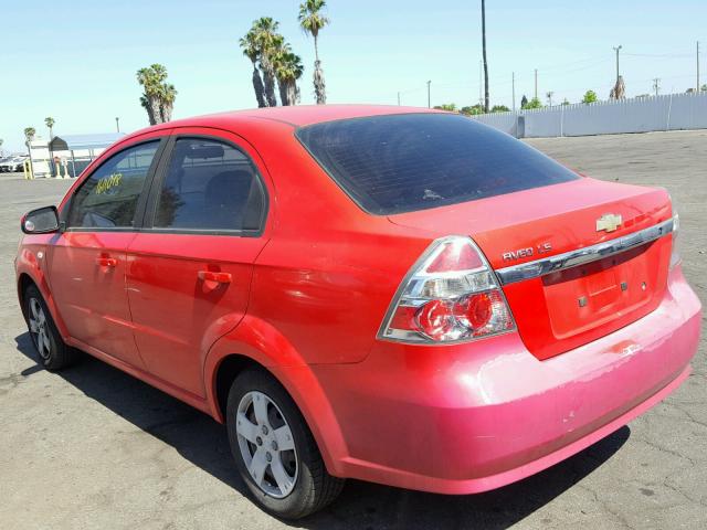 KL1TD56687B132696 - 2007 CHEVROLET AVEO BASE Қызыл фото 3
