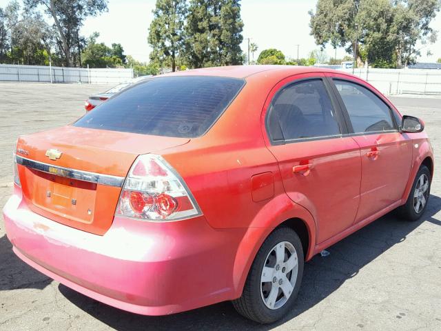 KL1TD56687B132696 - 2007 CHEVROLET AVEO BASE Қызыл фото 4