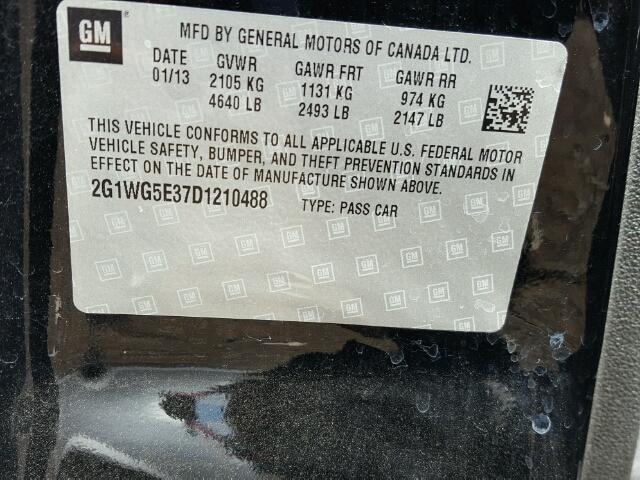 2G1WG5E37D1210488 - 2013 CHEVROLET IMPALA LT Սև լուսանկար 10