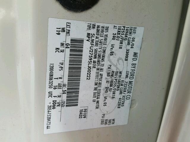 5LMFU27595LJ00222 - 2005 LINCOLN NAVIGATOR Ağ foto 10