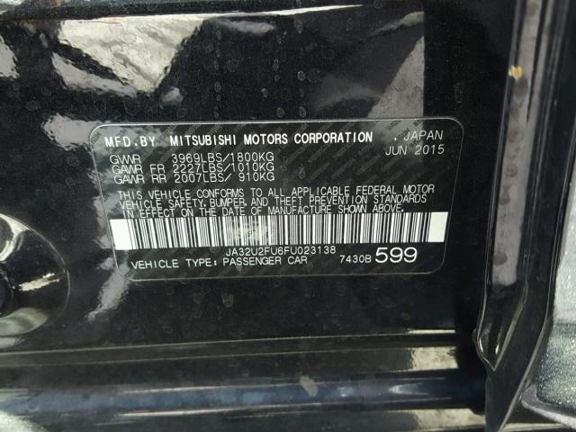 JA32U2FU6FU023138 - 2015 MITSUBISHI LANCER ES BLACK photo 10