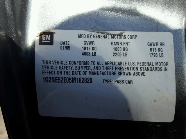 1G2NE52E05M182820 - 2005 PONTIAC GRAND AM S Boz foto 10