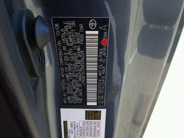 JTKDE167390296229 - 2009 TOYOTA SCION TC 石墨色 照片 10