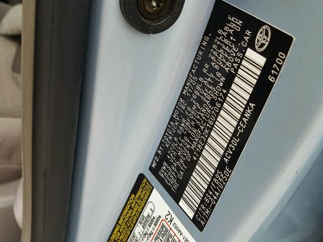 4T1BE32K16U706174 - 2006 TOYOTA CAMRY LE ლურჯი ფოტო 10