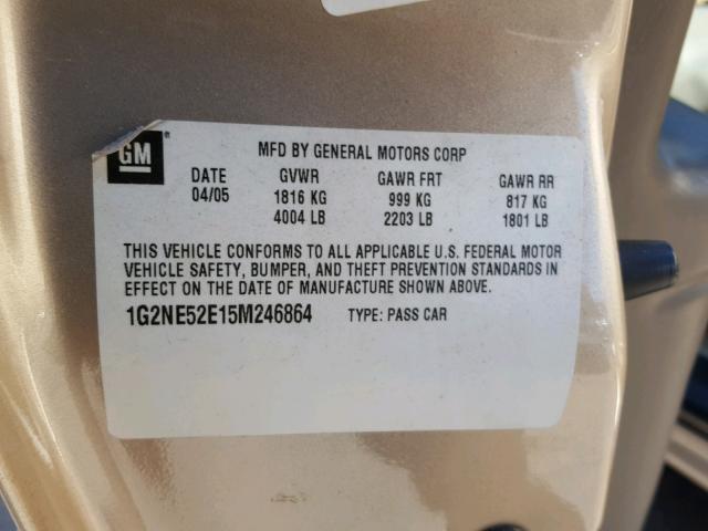 1G2NE52E15M246864 - 2005 PONTIAC GRAND AM S Qızıl foto 10